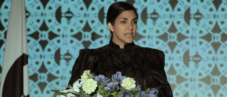 Heba Amin gives a speech for Operation Sunken Sea